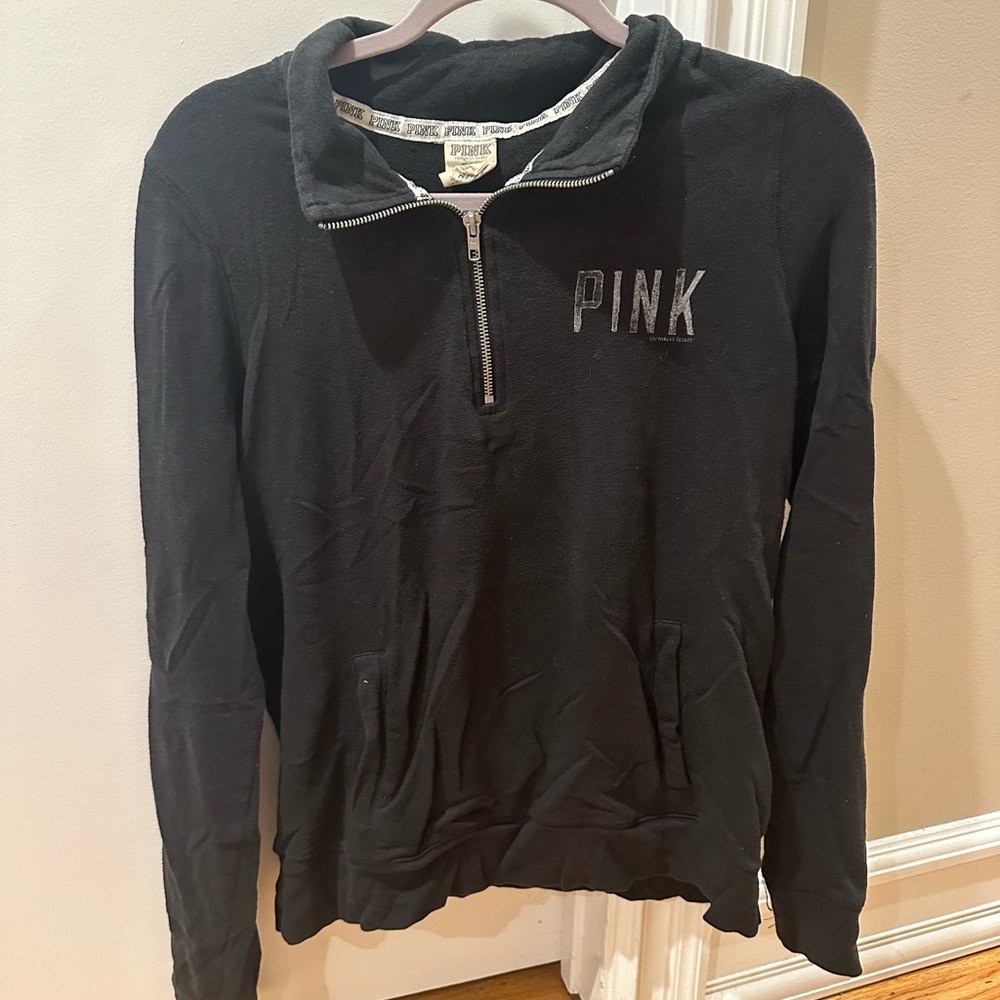 PINK Victoria's Secret Black Half-Zip Hoodie